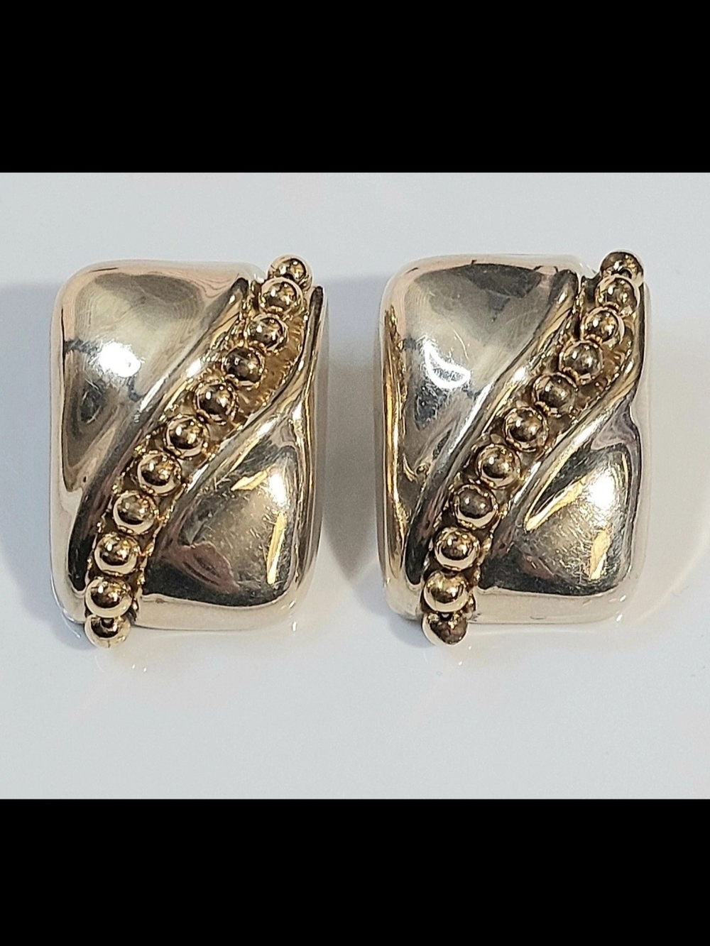 Vintage Taxco 2 Tone Sterling Clip On Earrings TP23 - Women's Jewelry
